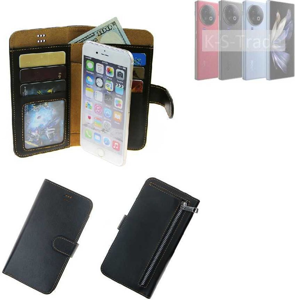 K-S-Trade Schutz Hülle kompatibel mit Vivo X Fold 2 Klapphülle Case Phone cover Slim Handytasche Handy Hülle schwarz aus Kunstleder (1 Stk)
