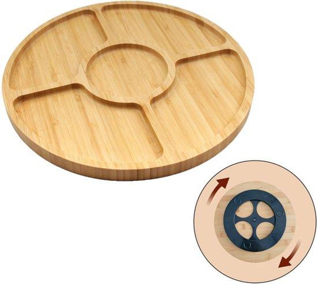 Bambusdrehblätter - Runde Bambusdrehblätter - 25*25*2,5cm - Für Snacks, Partyteller, Fingerfood, Obst, Fleisch, Gemüse, Brot, Delikatessen und ...