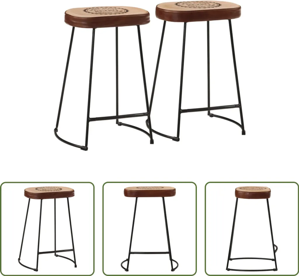 The Living Store Sgabello da bar 2 pz. Marrone scuro 41x29x62 cm