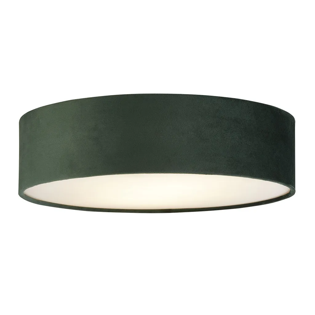 Drum 2 Plafonnier 2Lt en Velours Vert - Luminaire Design Chic 40cm