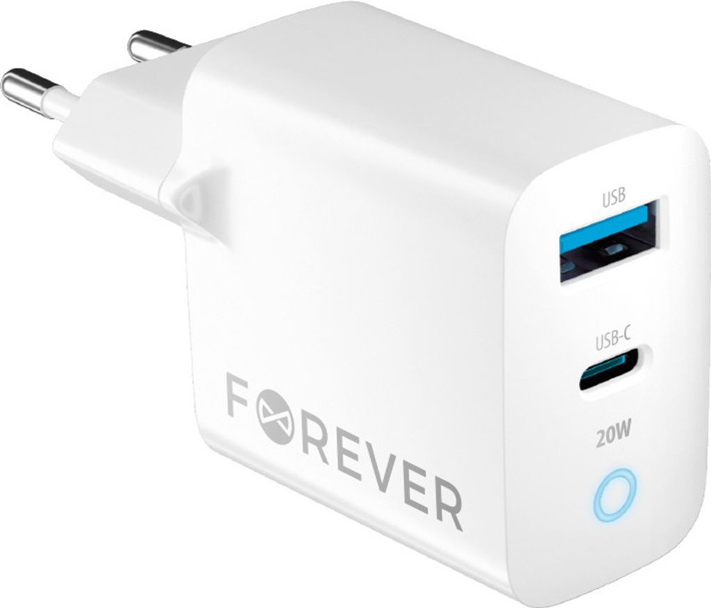 Forever Ładowarka Sieciowa Pd Qc Tc-06-20Ac 1X Usb-C 1X Usb Zdjęcie produktu 