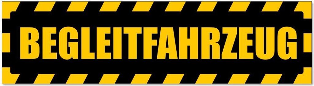 Kiwistar - Autoaufkleber - Gelb - Schwarz - 45 x 12 cm - Begleitfahrzeug gestreift - Hinweis Aufkleber Sticker für Auto, Kfz, Fahrrad, PKW, LKW