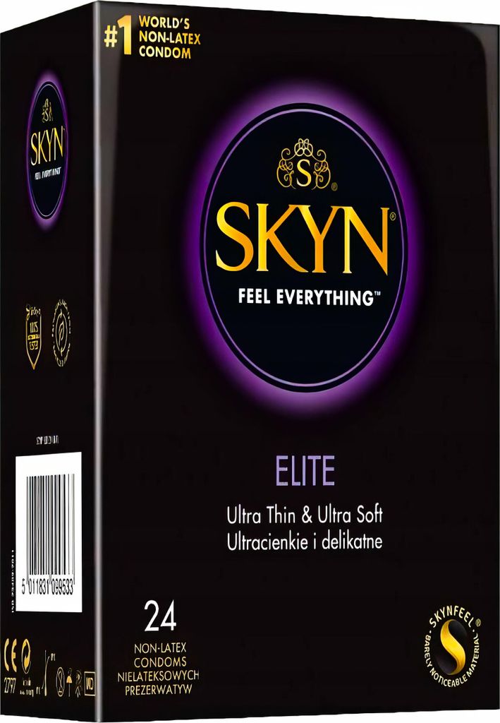 A product box for SKYN Elite condoms.