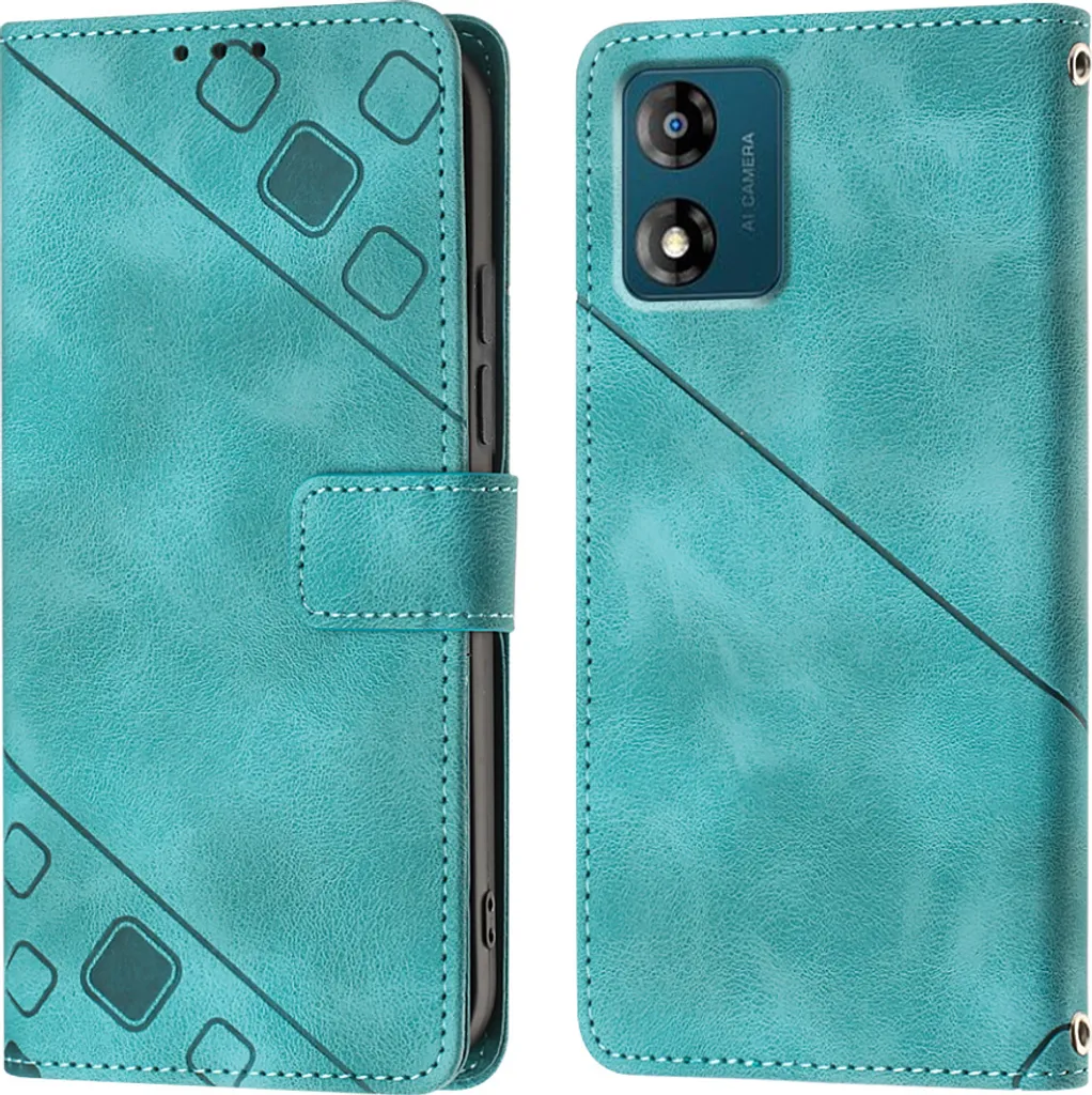 Cover Motorola Moto E13 Verde - Flip Case in Rilievo Urban Style