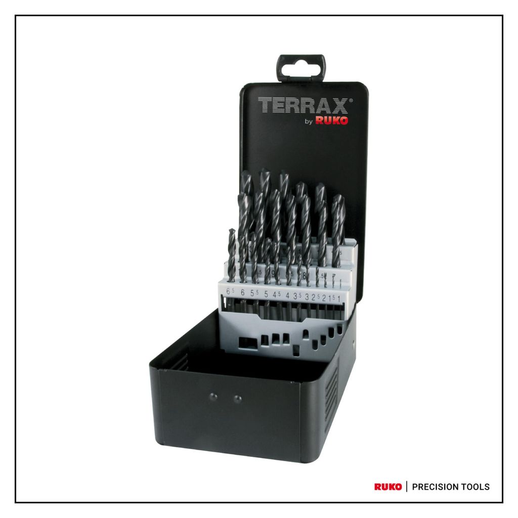 Ruko RUKO Spiralbohrer Satz in Industriekassette HSS R Ø 1,0 mm bis 13,0 mm x 0,5 mm