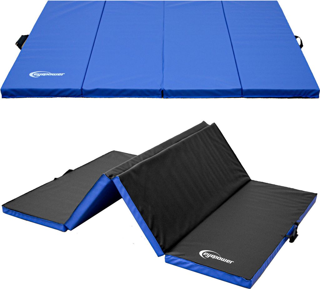 A folded and unfolded gym mat.