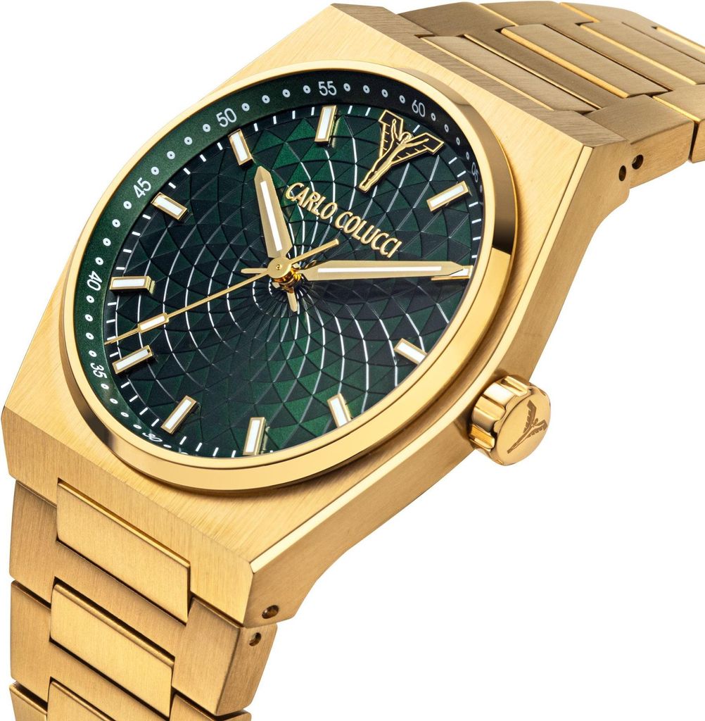 CARLO COLUCCI Herrenuhr Quarzuhr gold / grün onesize Herren Produktbild 
