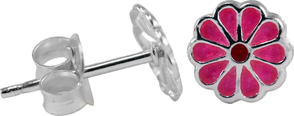 Ohrstecker 925 Sterling Silber pinke Blume