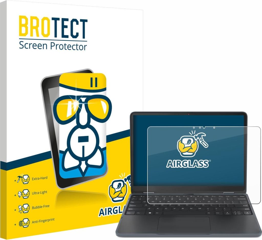 BROTECT Schutzglas für Lenovo 500w Yoga Gen 4 Schutzfolie Panzer Folie Glas Display Schutz klar