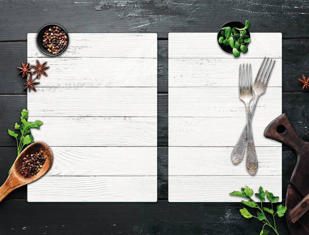 OFFERTA Coprifornelli 75x52 Vetro Bianco Legno - Set 2 Pezzi Universale - 4