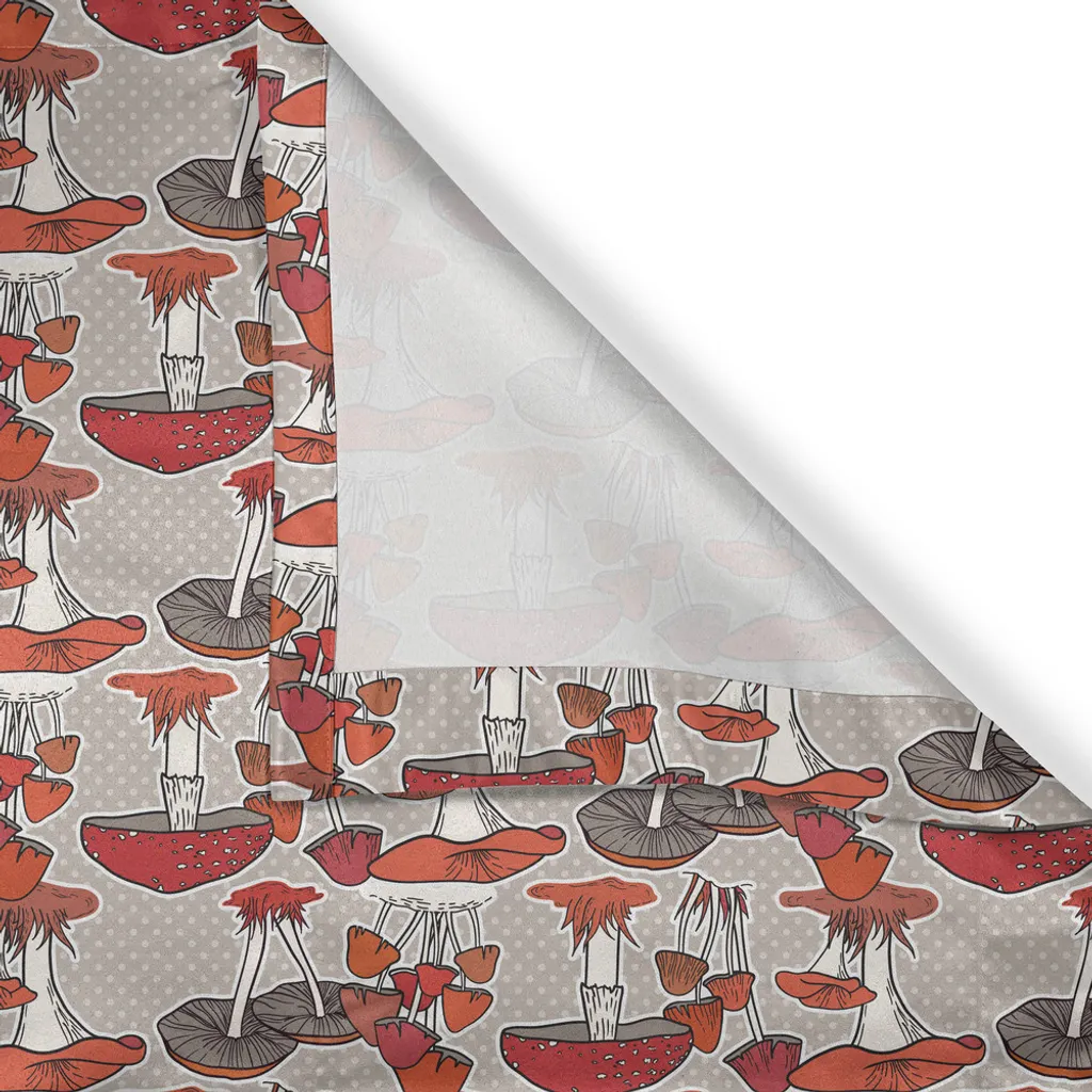 ABAKUHAUS Tenda con occhielli a forma di fungo, motivo fungo, autunno sano e commestibile, giungla, albero, verdure naturali e biologiche, tende decorative a 2 pannelli, 280 cm x 175 cm, rosso arancione marrone chiaro - 2