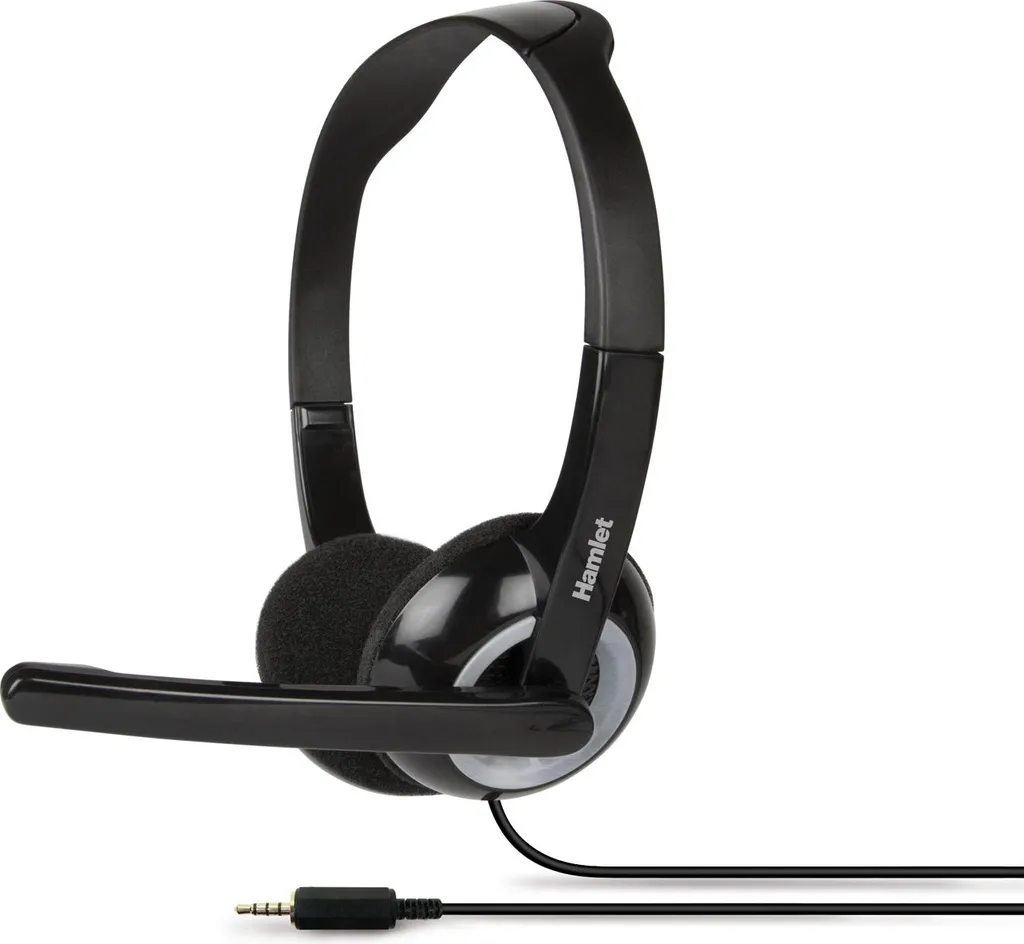 Hamlet Smart Cuffie Cablate Ufficio Nero Argento | Auricolari con Microfono
