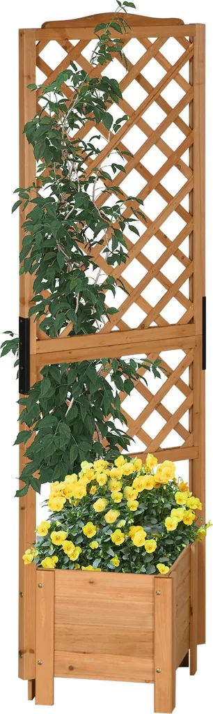 Outsunny Jardinière avec Treillis sur Pieds en Bois de Sapin 180H cm