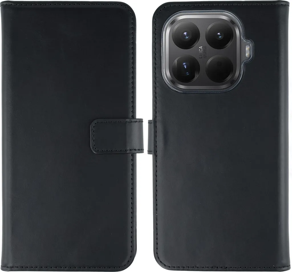 Custodia Selencia Xiaomi 15T Pro in Vera Pelle - Cover a Libro Nera Premium