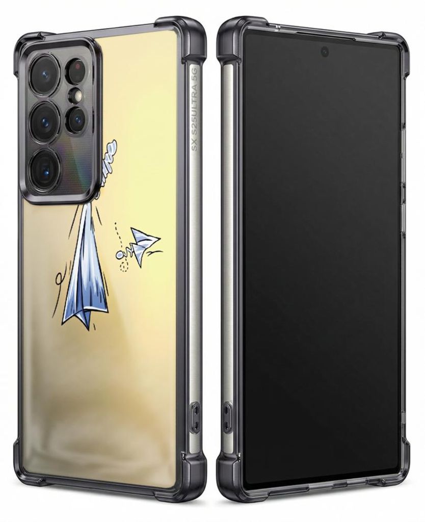 Personalisierte Hülle mit Bild für Samsung Galaxy S23 Elektroplattiert TPU Stoßdämpfer Handyhülle mit Papierflieger-Flugdesign