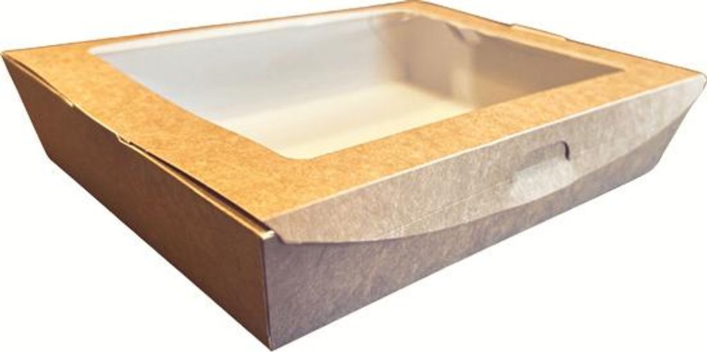 Sushi-Box mit Sichtfenster, braun, 21 x 16 x 4,5 cm, 40 Stück.