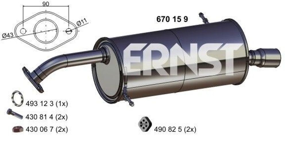 ERNST 670159 Endschalldämpfer für MAZDA 2 Schrägheck (DE, DH3) Auspuff