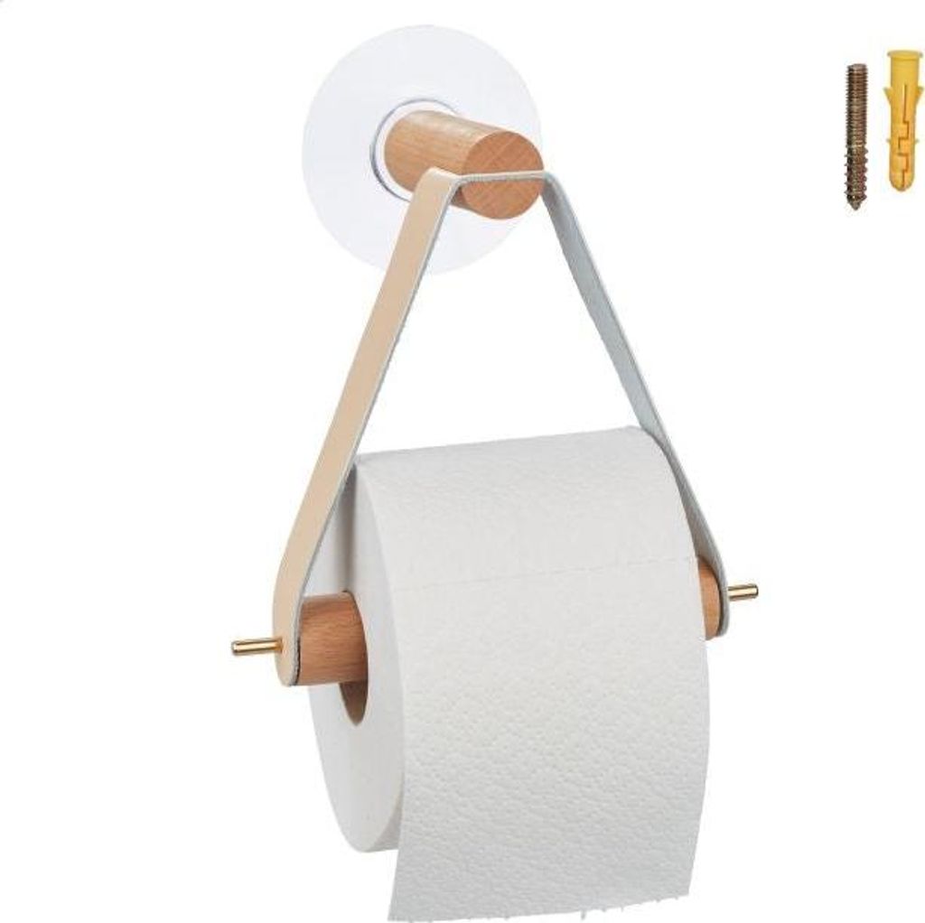Toilettenpapierhalter aus Holz mit Riemen
