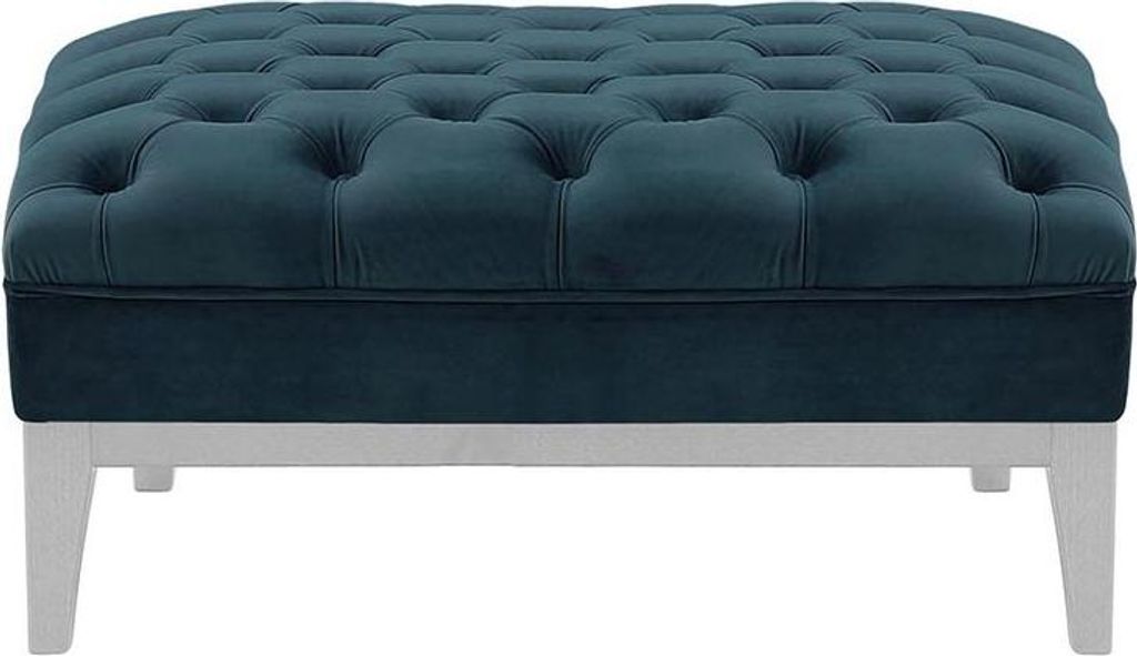 Polsterhocker Chesterfield Modern Wood-Velluto 11-weiß