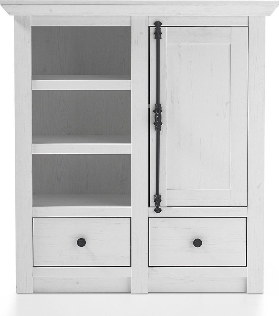 Dielen-Kommode WINGST-61 im Landhaus Stil Nachbildung Pinie weiß Nb. mit formschönen Antik-Riegeln B/H/T ca. 105x115x45cm