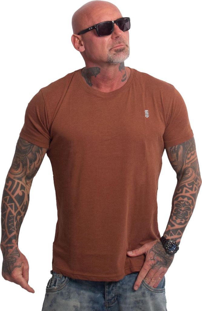 Yakuza Herren Plain Regular Basic T-Shirt, Braun, XL