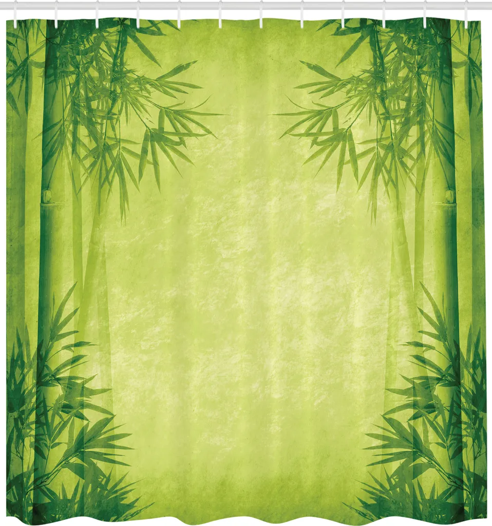 Grand rideau de douche 175 x 240 cm en tissu vert bambou haute densité