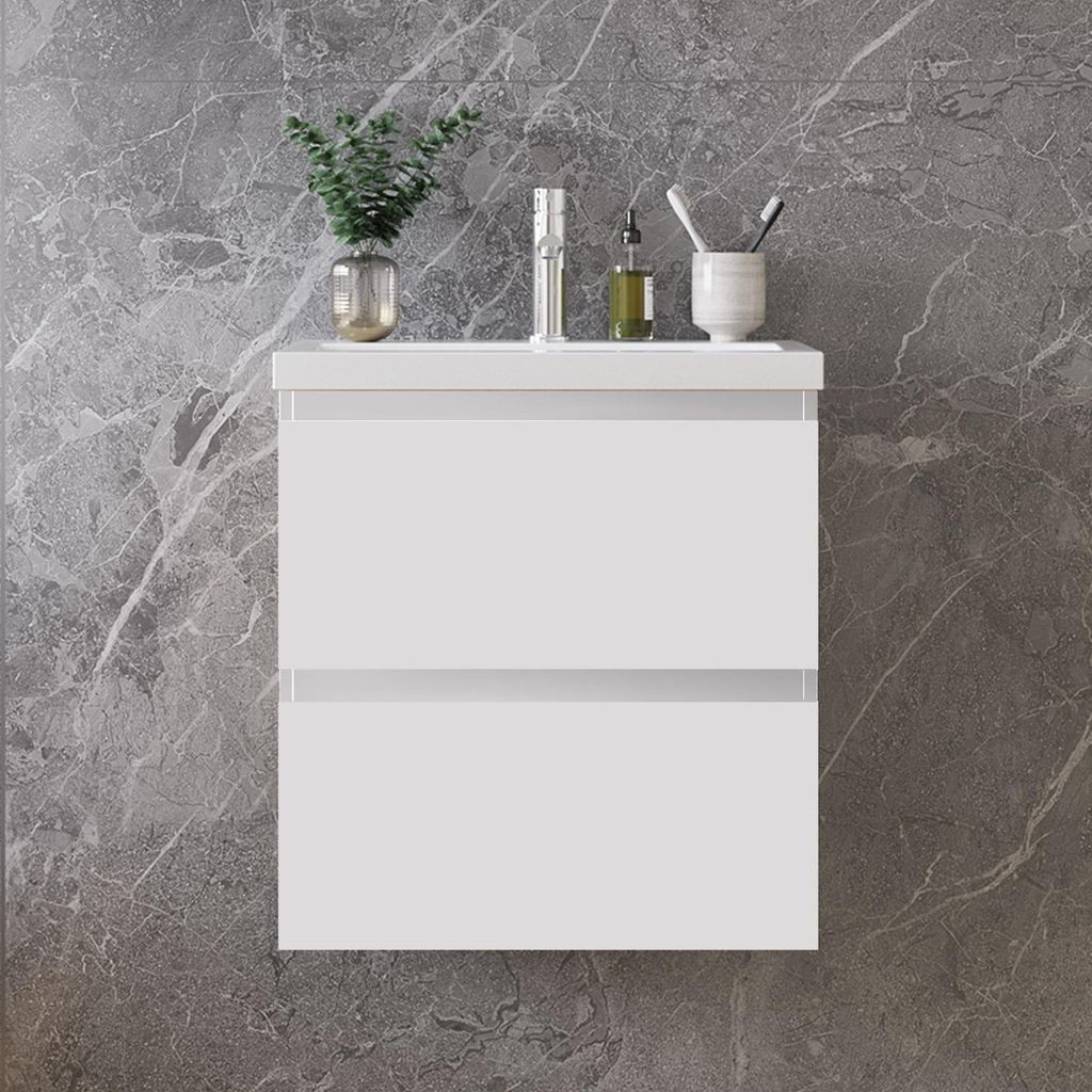 50 cm Badmöbel-Set Unterschrank mit Mineralguss waschtisch Produktbild 