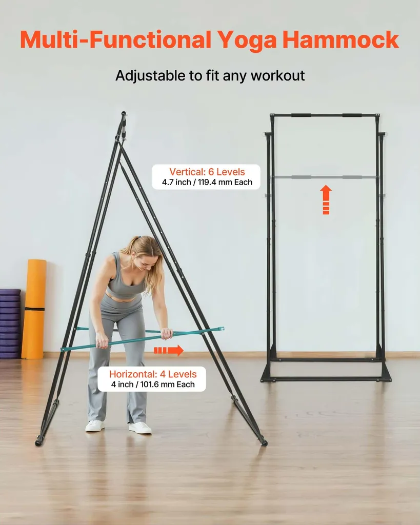 Support Yoga sans Fixation Plafond, Structure Stable 200kg avec Hamac 6m - 5