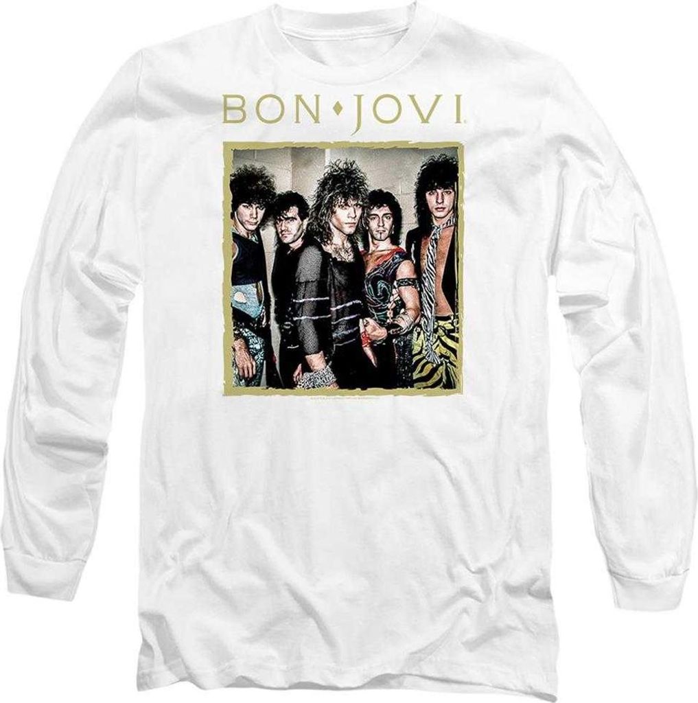 Bon Jovi - T-Shirt für Herren/Damen Uni, Langärmlig TV28362 (XL) (Weiß)