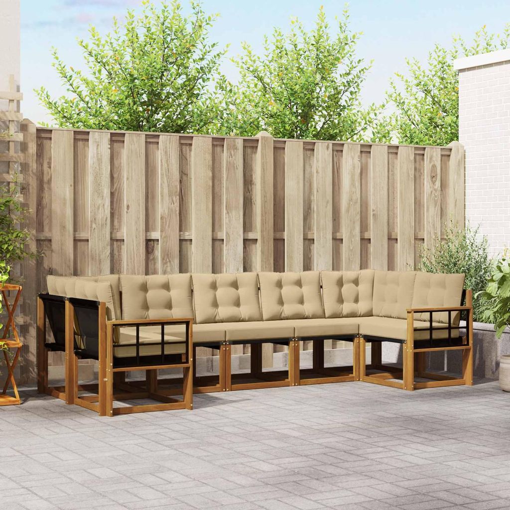 "2026 Aktion"Outdoor-Sofagarnitur - CLORIS - Balkonmöbe/Sitzgruppe - mit Kissen 7 pcs - Moderne Design - Natur und Beige - Gartensofas Promotion75...
