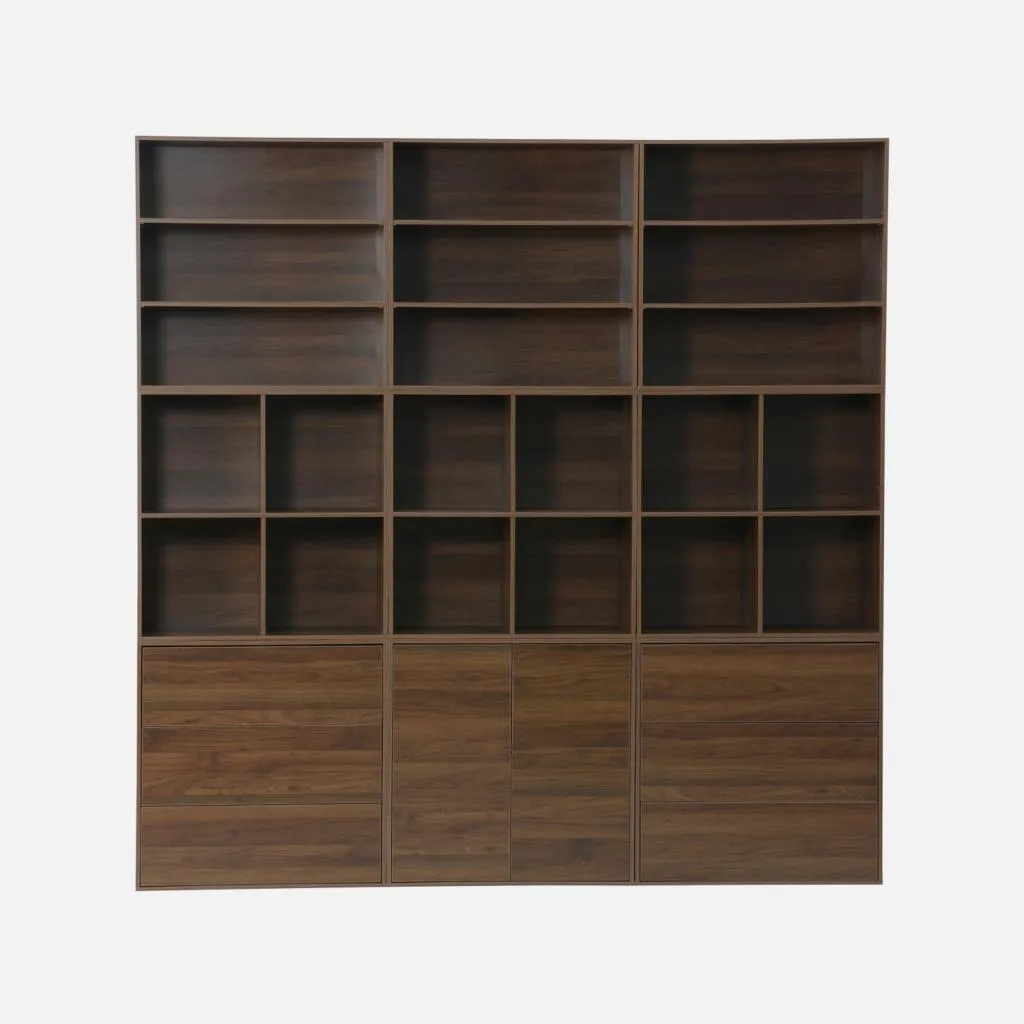 Modulo di stoccaggio decorativo in legno 3 cassetti, Noce - 5