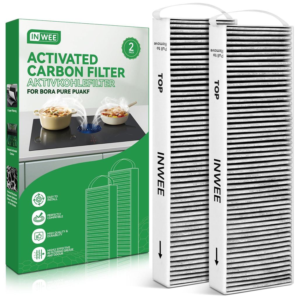 Aktivkohlefilter für Bora Pure, 2 Stück, 435x130x50 mm