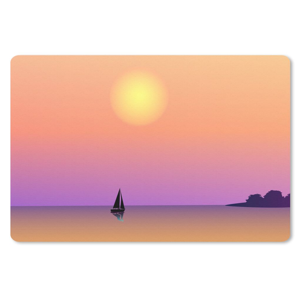 MuchoWow Schreibtischunterlage Boot - Segeln - Sonne - Nacht 60x40 cm - XXL Mauspad - Großes Mauspad