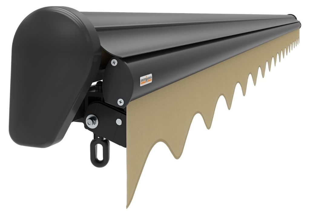 Spettmann SUN LED Halbkassettenmarkise 300x200 cm Funkmotor Anthrazit Tuch Beige