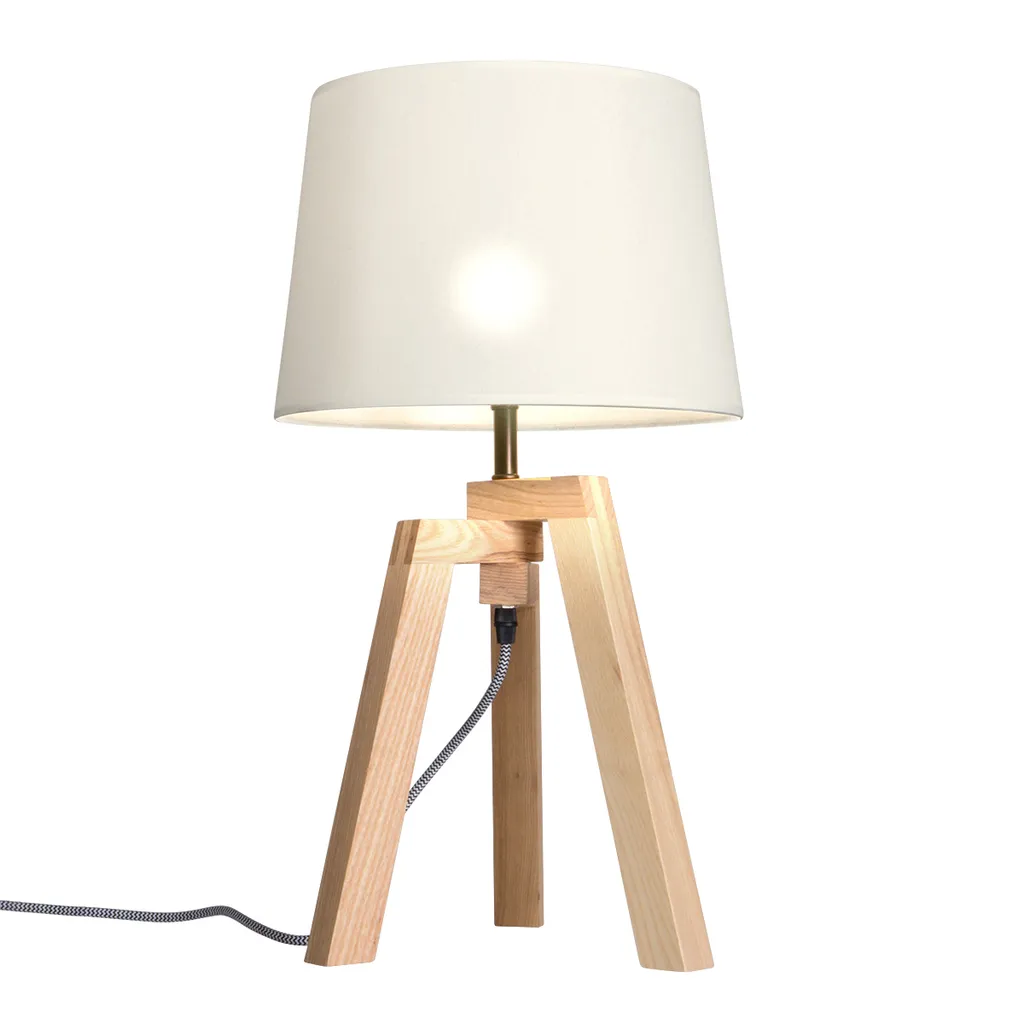Lampe de table bois et blanc 55 cm - Fini la lumière agressive chez soi