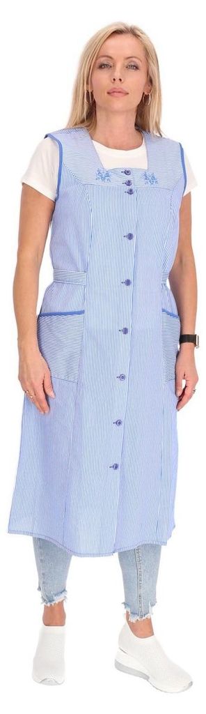 Knopfkittel Baumwolle gestreift Kochschürze Hauskleid Produktbild 