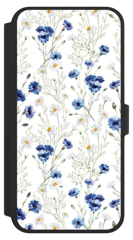NIVOCASE Klapphülle für Apple iPhone 16 Pro Max Handyhülle aus Kunst Leder NIVOflip schwarz Blume Blumen Muster