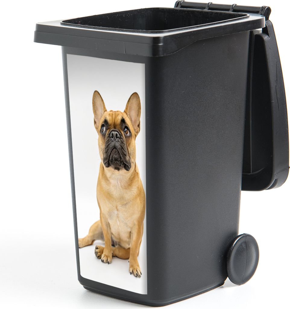 MuchoWow Mülltonnenaufkleber Französische Bulldogge - Weiß - Braun 38x80 cm - Behälteraufkleber - Mülleimer-Aufkleber - Container-Aufkleber