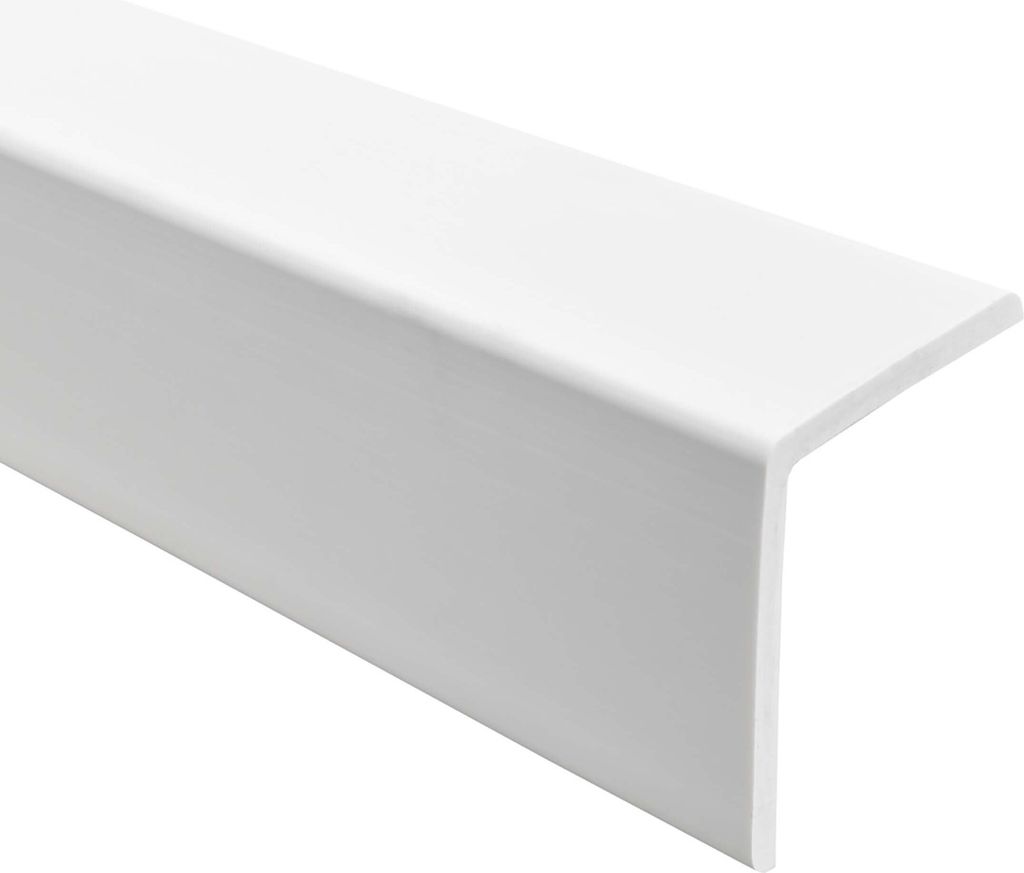 QUEST Winkelprofil 50x50mm, 0.8m, PVC Kantenschutzprofil, Winkelleiste für Kanten und Ecken, Weich, Flexibel, L-Form, KM, weiß