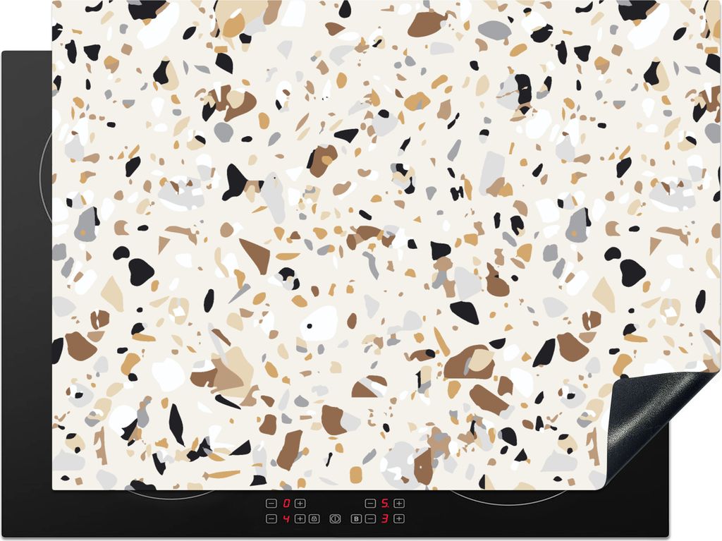 KitchenYeah Herdabdeckplatte Terrazzo - Muster - Gestaltung , 71x52cm, Küche Deko, Glaskeramikkochfeld Herdabdeckung, Abdeckplatte fùr Kochfeld