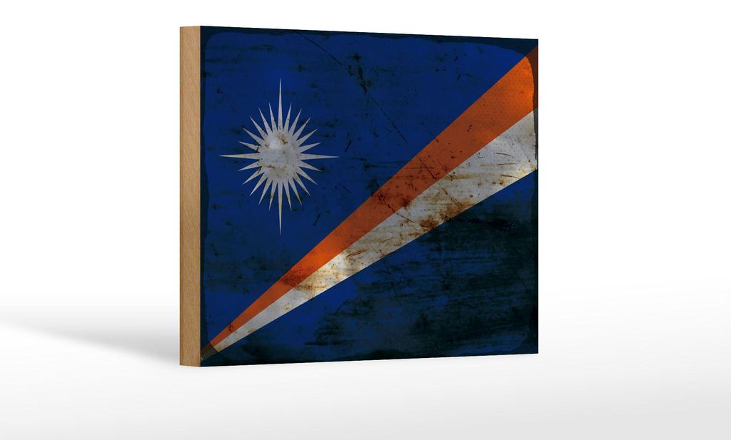 Holzschild Flagge Marshallinseln 18x12 cm Flag Rost Dekoration