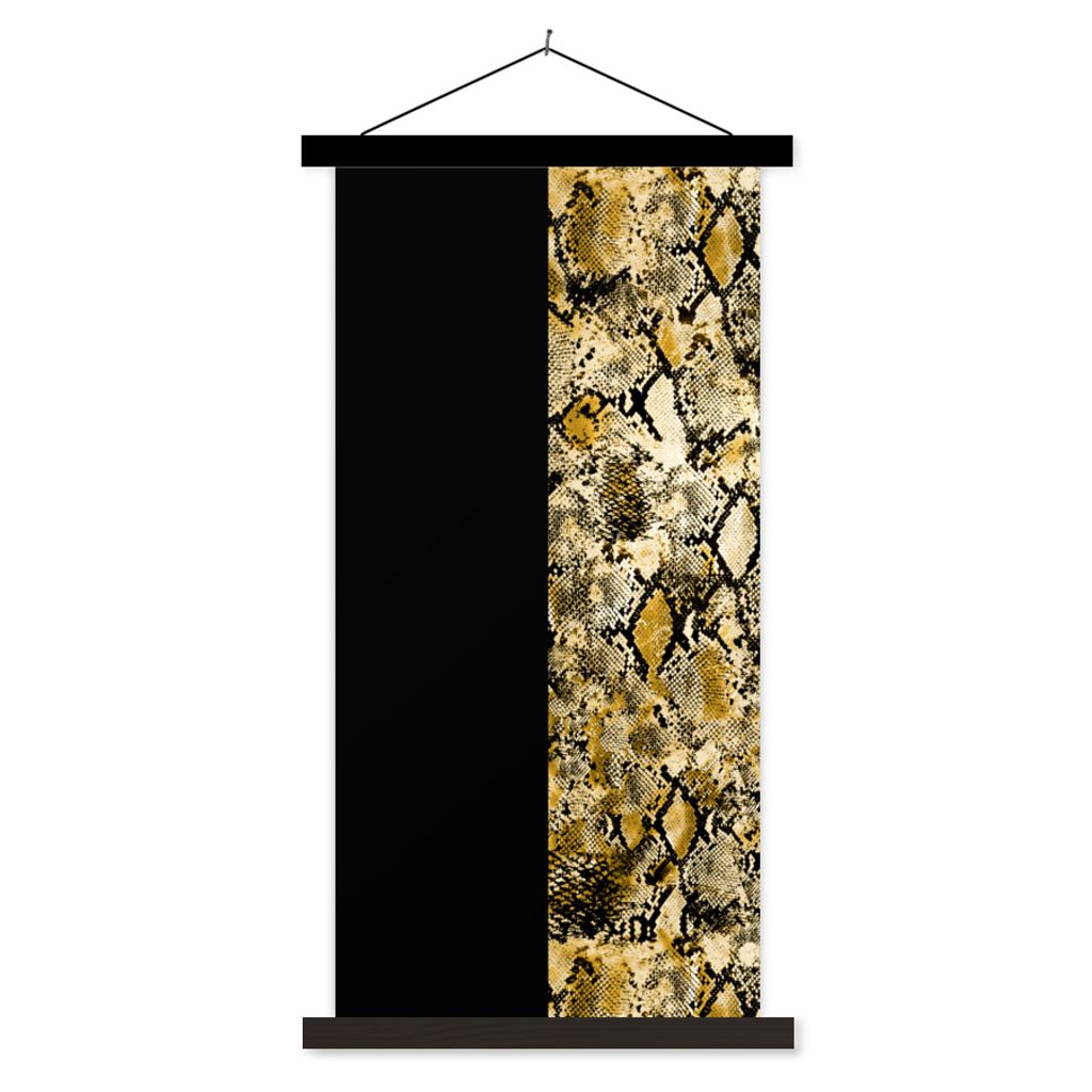 MuchoWow Textilposter Schlange - Gold - Luxus 90x180 cm mit schwarzem Rahmen - Dekoration Wohnzimmer