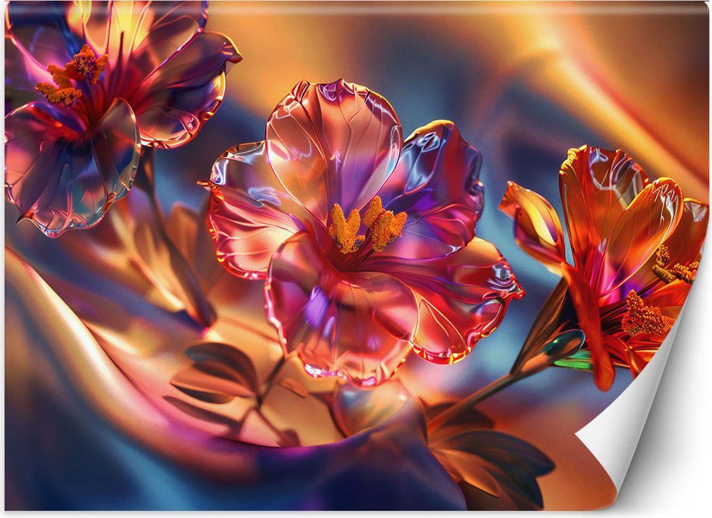 Vlies fototapete Glitzernde Glasblumen 200x140 cm Feeby Bunt inkl. Kleber einfache Montage