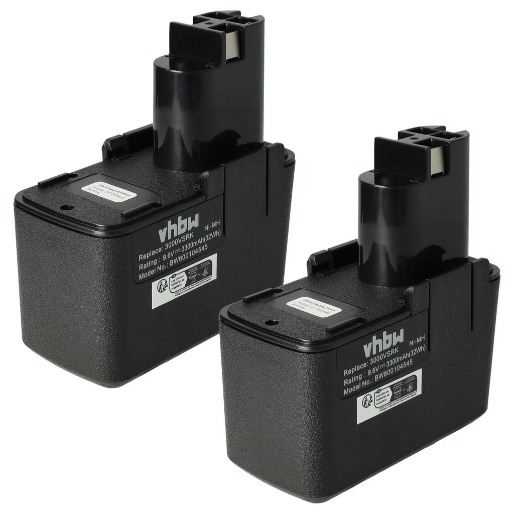 vhbw 2x Akku Ersatz für Bosch 2 607 335 152, 2 607 335 142, 2 607 335 118, 2 607 335 149, 2 607 335 144 für Werkzeug (3300 mAh, NiMH, 9,6 V)