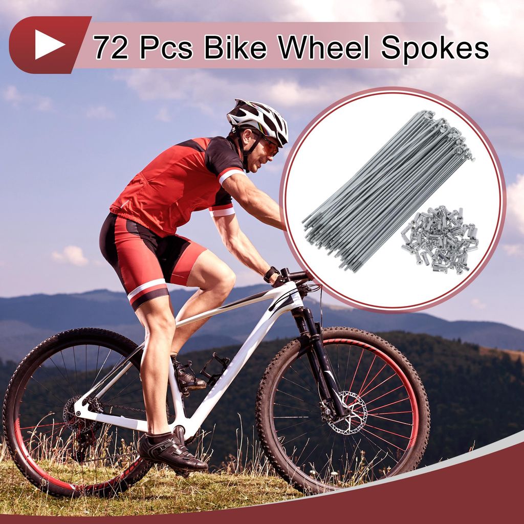72 Stück 14G Fahrradspeichen 125mm Fahrradradspeichen Kohlenstoffstahl Verzinkt Silberfarbe