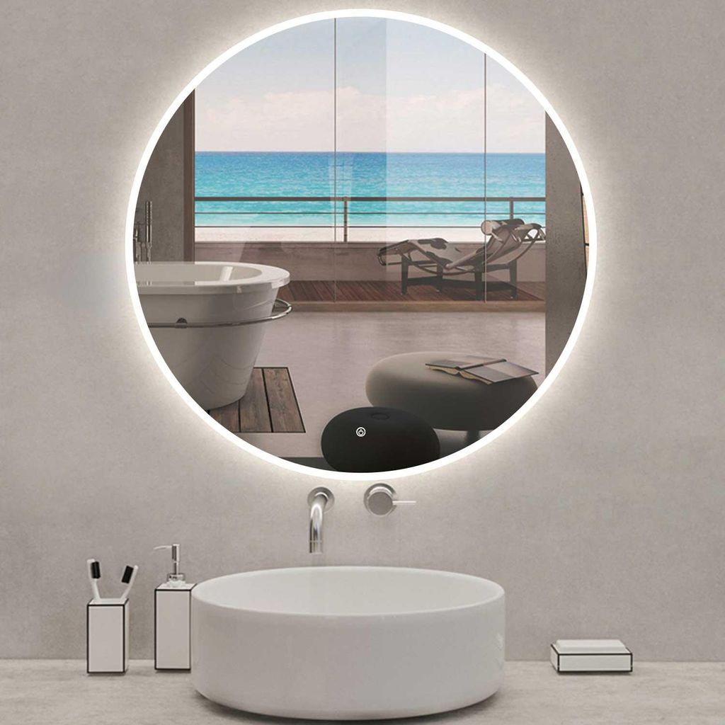 Miroir de Salle de Bain LED Rond 120cm, avec antibuée, Image du produit 