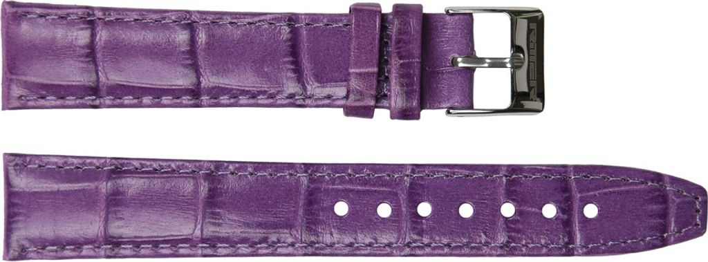 Ritter Uhrband lila Kalbsleder mit Krokoprägung 20 mm silberfarben ALW-23