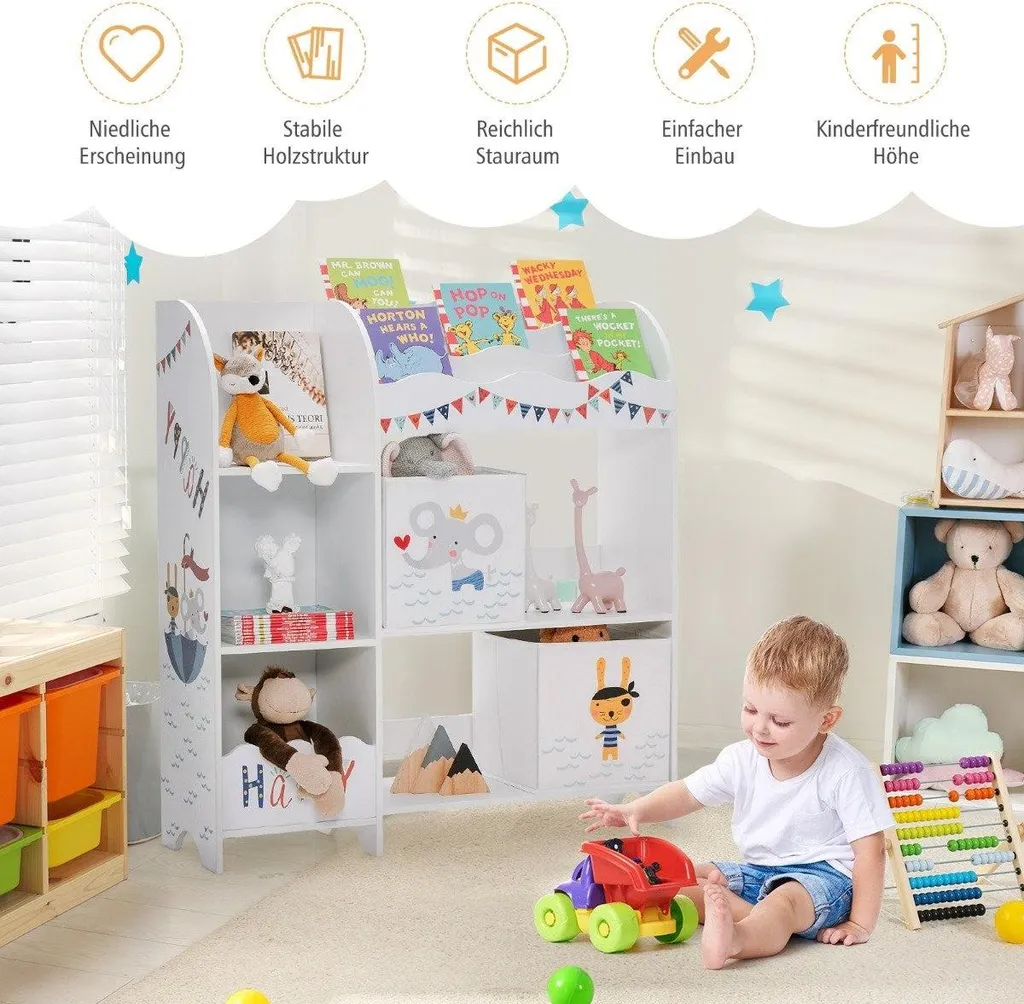 Mobile Organizer Bambini 5 Ripiani + 2 Cassetti Tessuto Minimal - 3