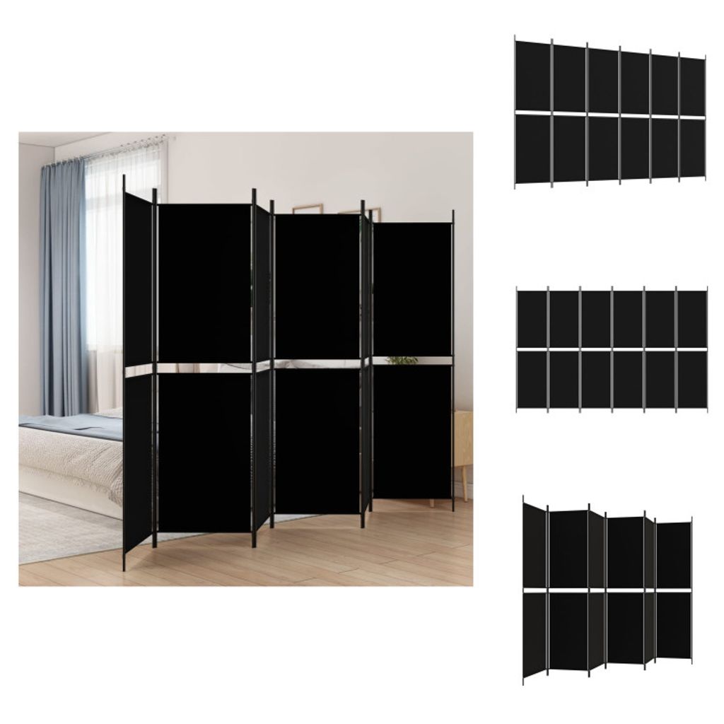 vidaXL 6-tlg. Paravent Schwarz 300x200 cm Stoff - Raumteiler