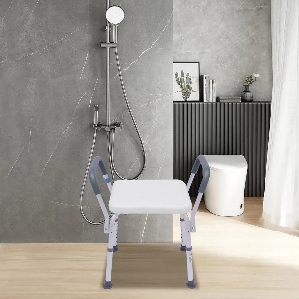Chaise de douche stable structure métallique fixe non pivotante 45cm